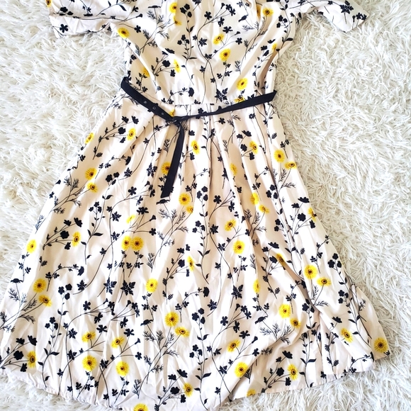 Vintage floral dress WITH POCKETS, 40s style M-L - Picture 2 of 5